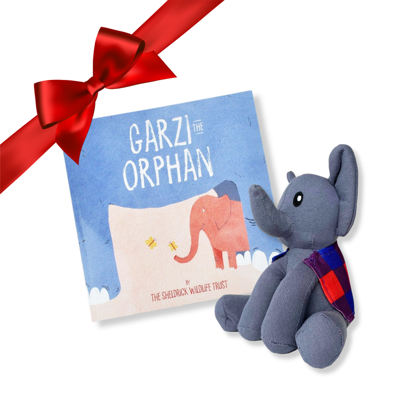 Garzi the Orphan children's book and Mtoto Blanketed Elephant Toy