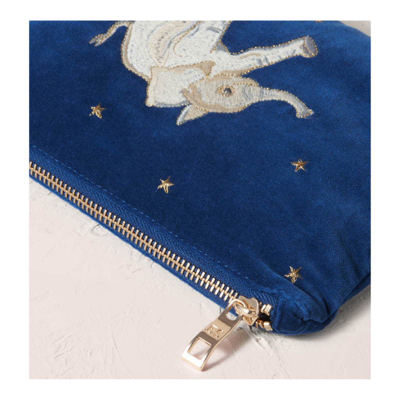 Mini Velvet Pouch 'Baby Elephant' (Navy)