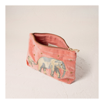 Mini Velvet Pouch 'Mother & Calf' (Coral)