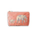 Mini Velvet Pouch 'Mother & Calf' (Coral)