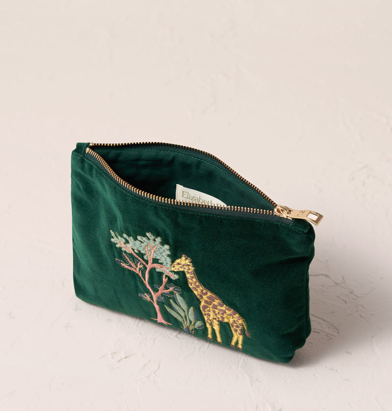 Mini Velvet Pouch 'Giraffe' (Forest)