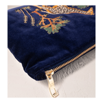 Mini Velvet Pouch 'Giraffe' (Navy)