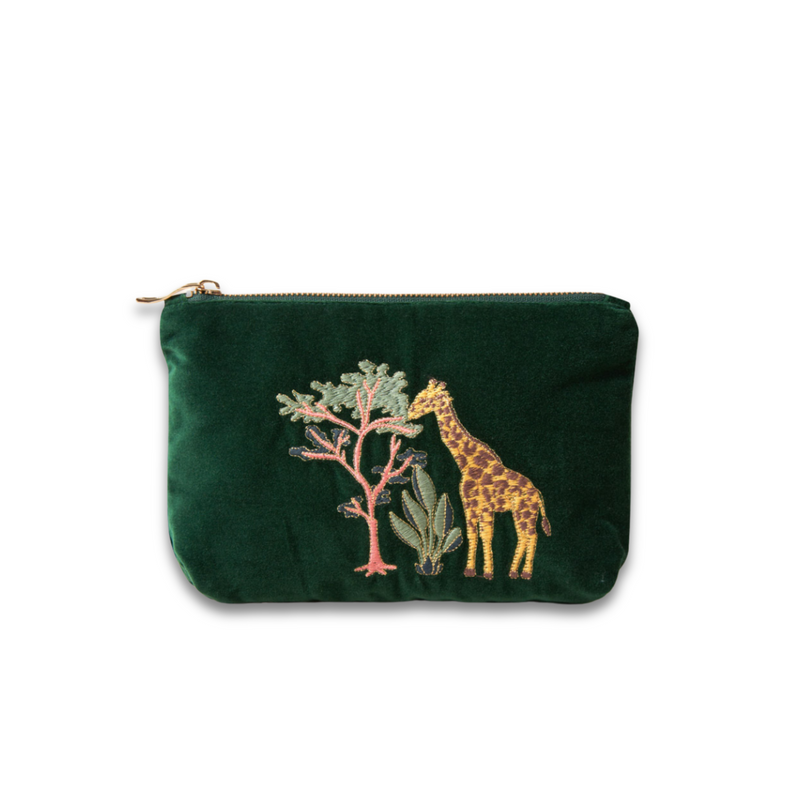 Mini Velvet Pouch 'Giraffe' (Forest)