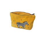 Mini Velvet Pouch 'Zebra' (Yellow)